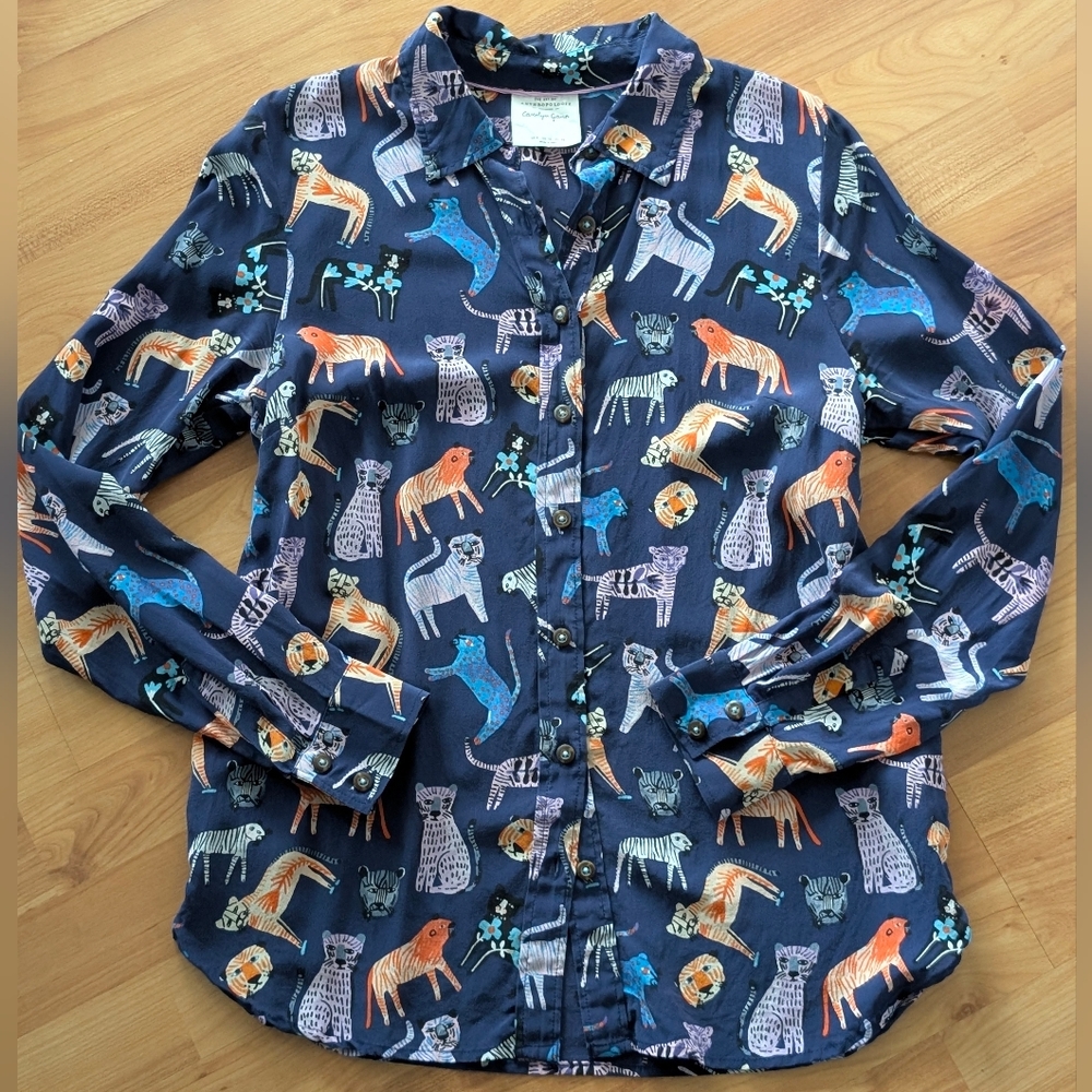 NWOT Carolyn Gavin Jungle Cat Print Tiger Leopard Top 6 - Picture 4 of 14